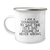 Counselor Gifts for Graduation, Funny Quote Camping Mug for Men or Women - 'I Am A Counselor, Gifts from Family to Counselor, Unique Graduation Gifts - Image 1